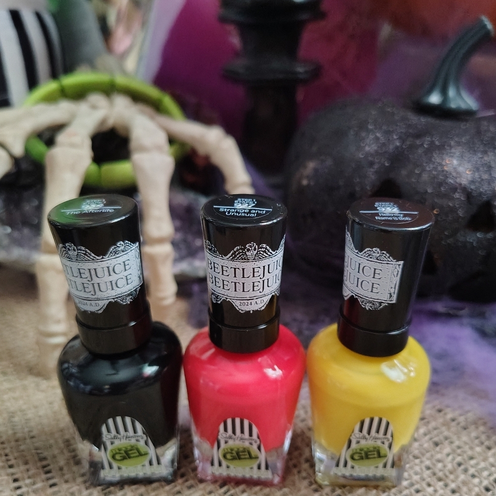 Sally Hansen Beetlejuice Gel Nail Polish Trio - Black, Orange-Red, Yellow
